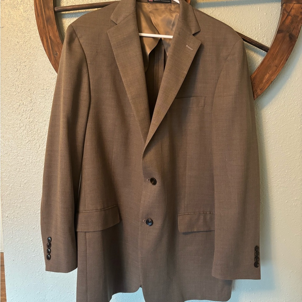 Hart Schaffer Marx sport coat suit jacket 46L linen tan